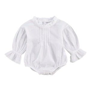 White Long Sleeve Floral Spring Easter Girl Outfit Clothes Dress romper